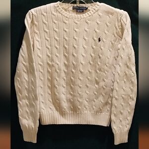 Ralph Lauren Cream Crew Neck Cable Knit Sweater